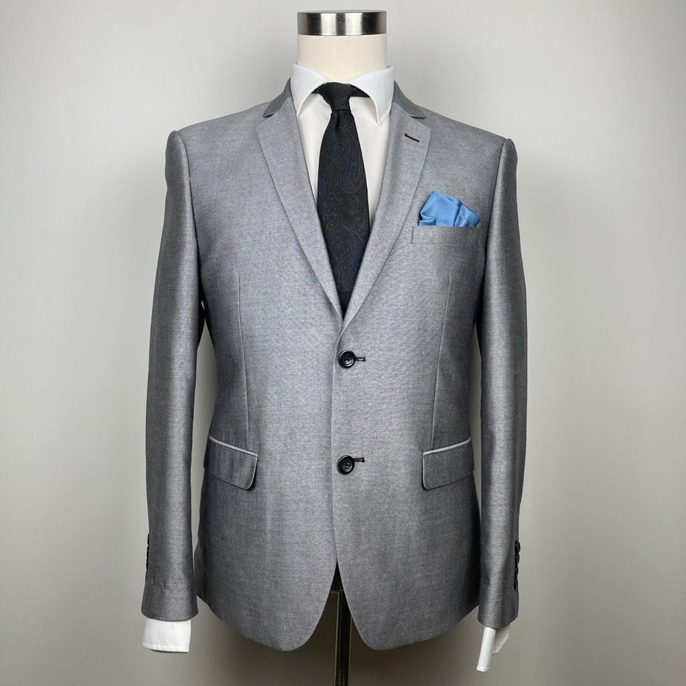 Kenneth Cole Reaction Slim-Fit Stretch Suit Separate Jacket Size 40S grey